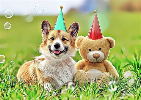 A Corgi Birthday Party Digital Art by Luminous Design - Fine Art America