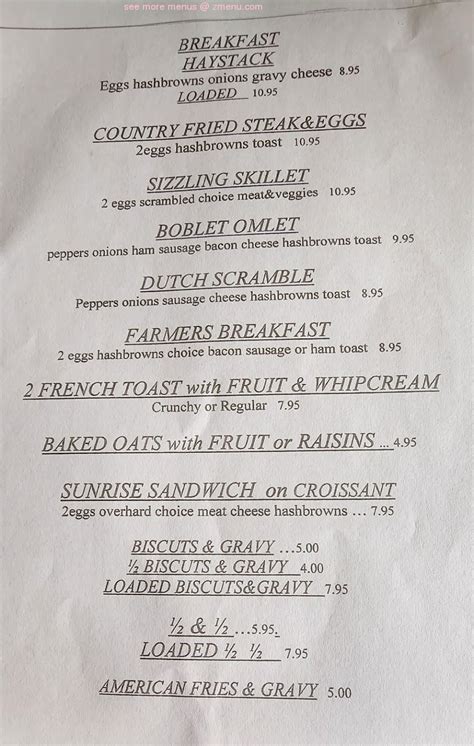 Menu at Dutch Village restaurant, Nappanee