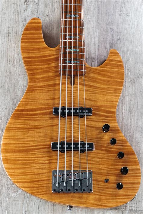 Sire V10 2nd Gen Bass Guitar, 5-String, Roasted Flame Maple Fingerboard ...