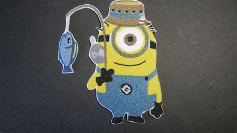 Despicable Me Minion Fishing Fisherman Embroidered Patch Badge Sew or Iron On OOAK Very Cool ...