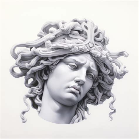 Premium AI Image | Enchanting Classic GreekStyle Pencil Drawing White Marble Medusa Statue Head ...