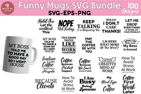 100 Funny Mugs SVG Bundle