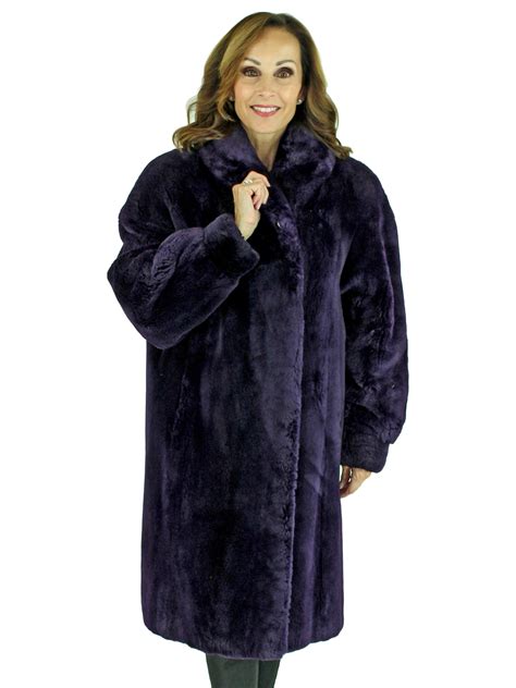 Purple Sheared Beaver 3/4 Fur Coat - Large| Estate Furs