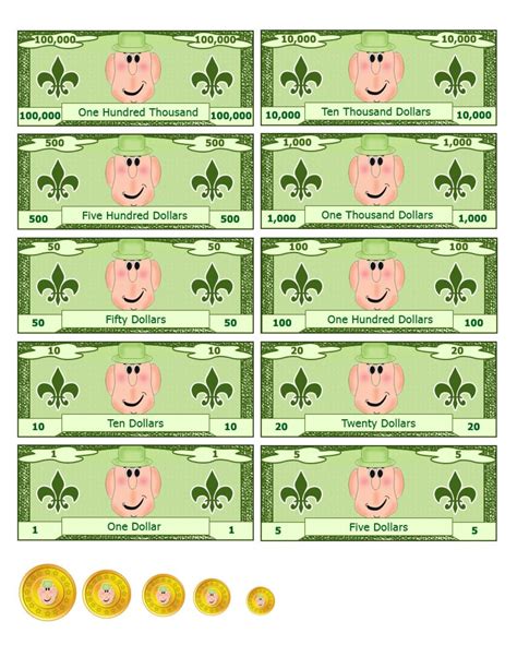 10 Creative Play Money Two Sided Printable Free