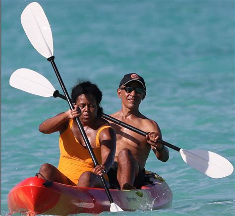 Barack Obama and a Michelle Obama kayaking in Hawaii. : r/pics