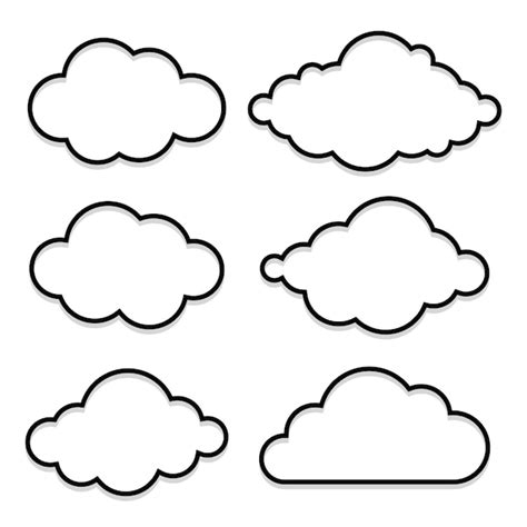 Free Vector | Set of Outline Clouds With Shadows