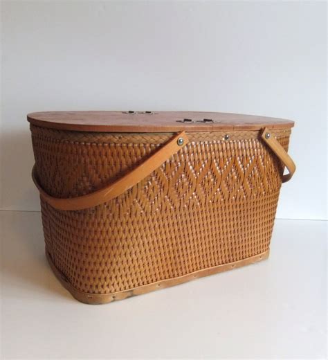 Vintage Picnic Basket Red-Man Wicker Picnic Basket