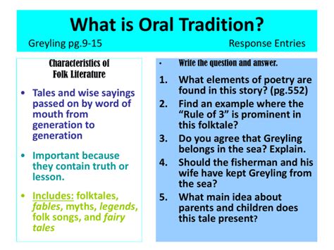 What is Oral Tradition? - Mrs. A`s Reading & Writing Corner