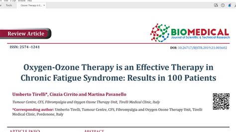 Oxygen-Ozone Therapy is an Effective Therapy in Chronic Fatigue Syndro ...