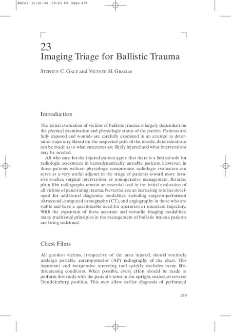 (PDF) 23 Imaging Triage for Ballistic Trauma | Stephen Gale - Academia.edu