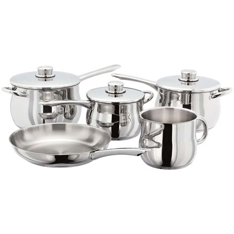 Stellar 1000 5 Piece Deep Saucepan Set with Frying Pan - Saucepans & Saucepan Sets - Meubles