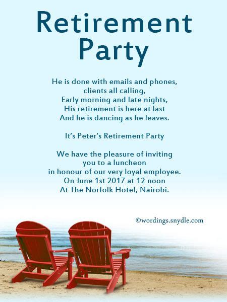 Retirement Party Invitation Wording Ideas and Samples – Wordings ...