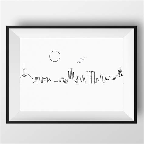 Barcelona Skyline Barcelona Art Barcelona Print Barcelona - Etsy