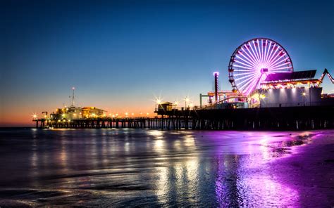 Download Los Angeles Santa Monica Pier Ferris Wheel Man Made Amusement Park HD Wallpaper