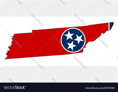 Tennessee state outline map and flag Royalty Free Vector