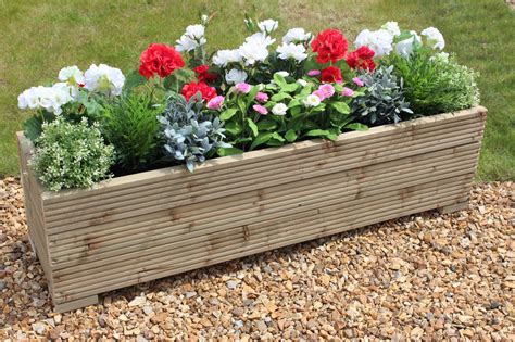 LARGE WOODEN GARDEN PLANTER TROUGH 120cm LENGTH **FREE LINING & FREE GIFT**