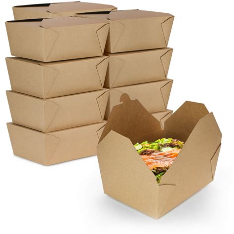 [30 Pack] 112 oz Paper Take Out Containers 8.8 x 6.5 x 3.5" - Kraft Lunch Meal Food Boxes #4 ...