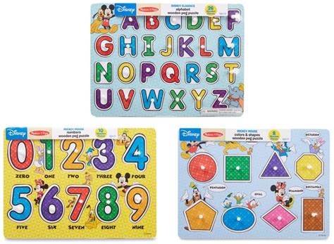 Melissa & Doug Disney Wooden Peg Puzzles 3-Pack Just $9.42 on Amazon or Walmart