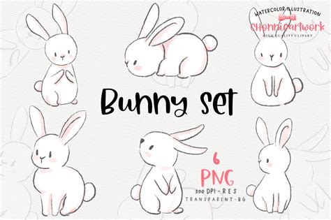 Premium Vector Clipart Kawaii Bunny Cute Bunny Clipart Set High Quality ...