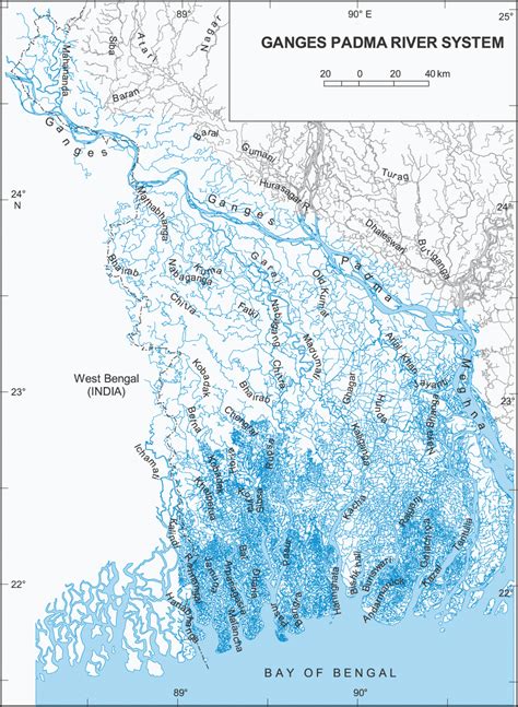 Maps of Bangladesh: Map Showing Ganges-Padma River System, Bangladesh