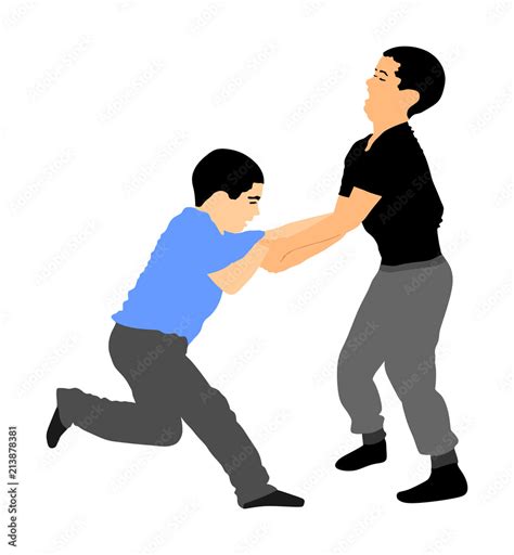 Two boys fighting vector silhouette. Two young brothers fight vector ...