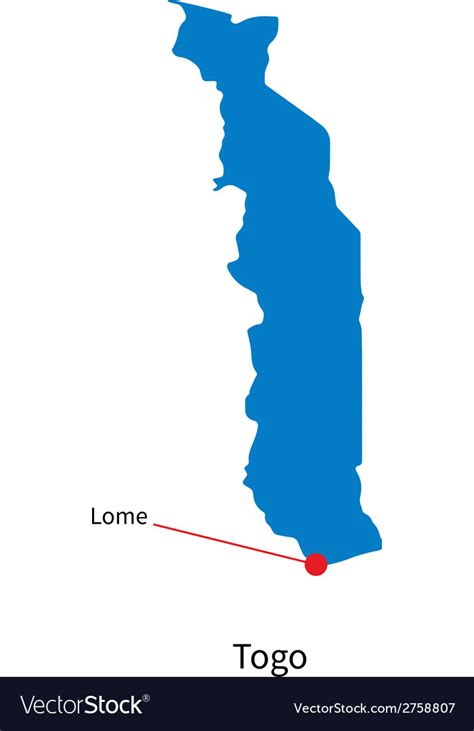 Detailed map of togo and capital city lome Vector Image