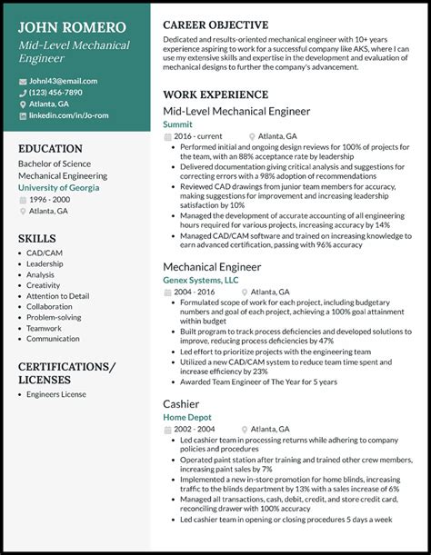 11 Mechanical Engineer Resume Examples Built for 2024