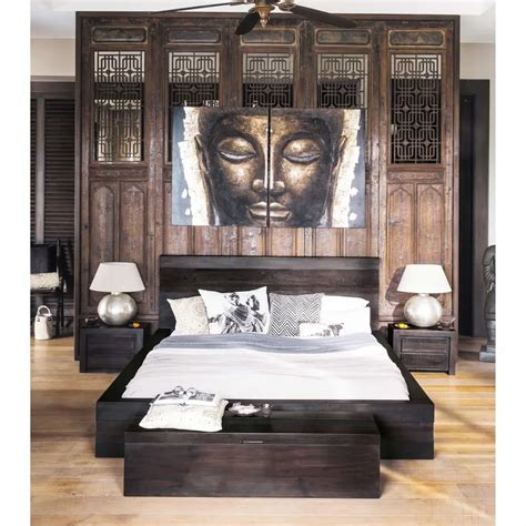 Massief mangohouten exotisch bed 160x200 Java | Maisons du Monde Asian Style Bedrooms, Exotic ...