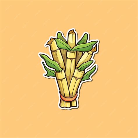 Premium Vector | Bamboo shoots sticker cool colors clip art illustration