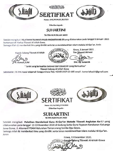 Sertifikat Pelatihan - Compressed | PDF