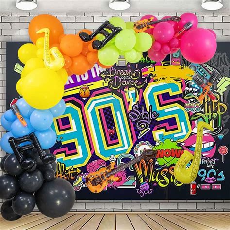 90S 80S Theme Party Balloons Backdrop Decorations, 108 Pcs 90S Balloons Garland Inflatable ...