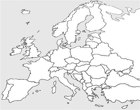 Blankeuropemapblackandwhite Europe Map Europe Map Printable Map ...