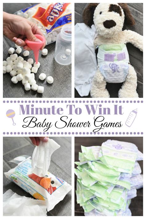 Fun Minute to Win It Baby Shower Games | Baby shower party games, Fun baby shower games, Baby ...