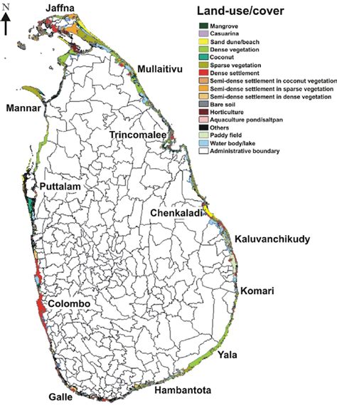 Land-use/cover along the Sri Lankan coast up to 2 km inland. Polygons ...