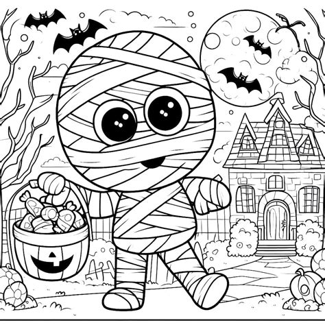 Cute Halloween Mummy coloring page - Download, Print or Color Online for Free