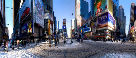 Times Square Snow Panorama Foto & Bild | north america, united states ...