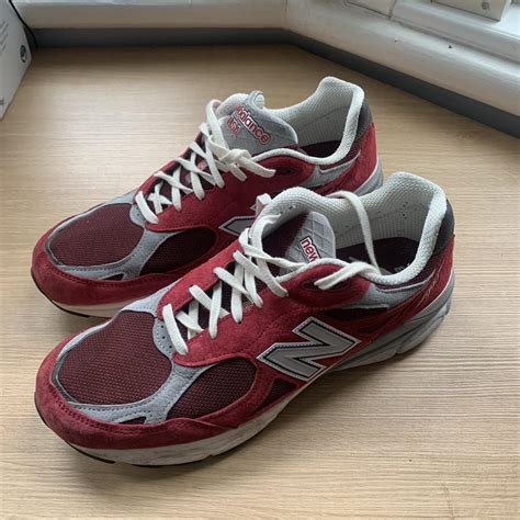 Red/Burgundy New balance USA 990 size 12 - Depop