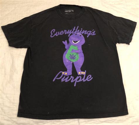 “Everything’s Purple” Barney The Dinosaur Black XL T-… - Gem