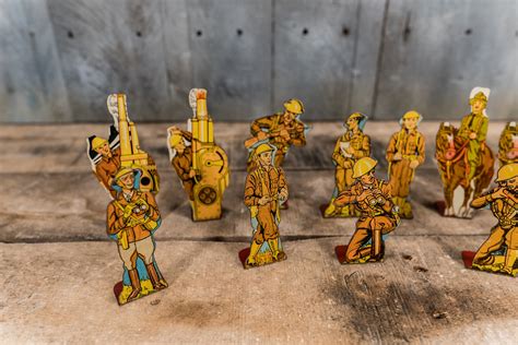 Vintage 1930s Marx Tin Toy Army Soldier Targets BB Gun WWI Metal Figurines Litho Tin Toy Nursery ...