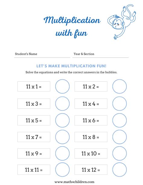 11 times tables worksheets pdf | 11 multiplication table