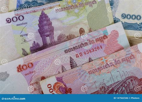 Cambodian Riel Banknotes Indicating Economics Stock Photo - Image of ...