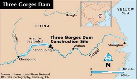 Map showing location of three gorges dam. | Three gorges dam, Dam, Map