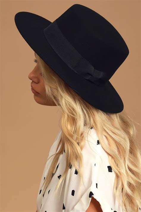 Taking the Long Way Black Wool Boater Hat in 2020 | Women hats fashion ...