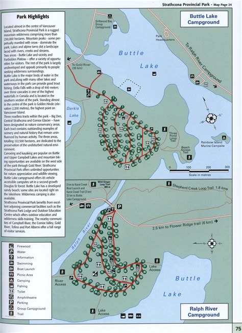 Detailed map of Strathcona Provincial Park, free printable large image map