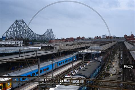 Image of Indian Railway Trains Standing In a Platform At Howrah Central ...