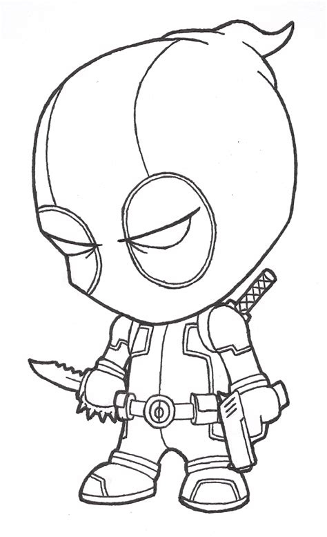 Little Deadpool (lines) by josh308 on DeviantArt | Easy cartoon drawings, Cool cartoon drawings ...