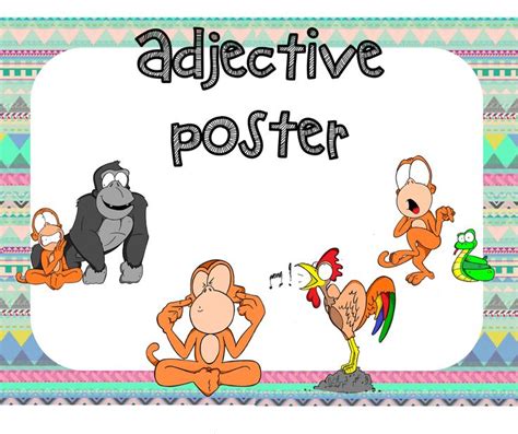 An adjective poster for young learners. Includes an A4 size printable and a two by two page ...