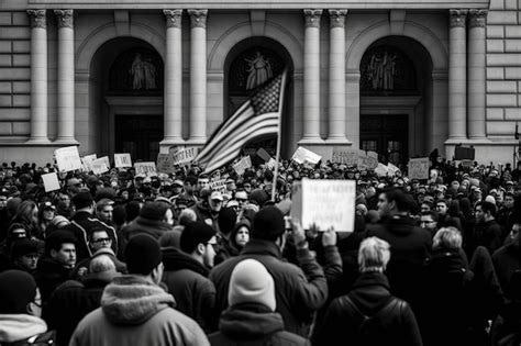 Premium AI Image | Protesting crowd with peaceful protest and signs in ...