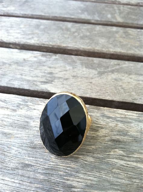 Hammered Gold Faceted Obsidian Ring | Obsidian ring, Hammered gold, Rings