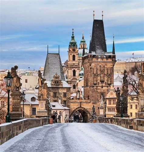 winter scene at Charles Bridge in Prague, Czech Republic - Travel Off Path